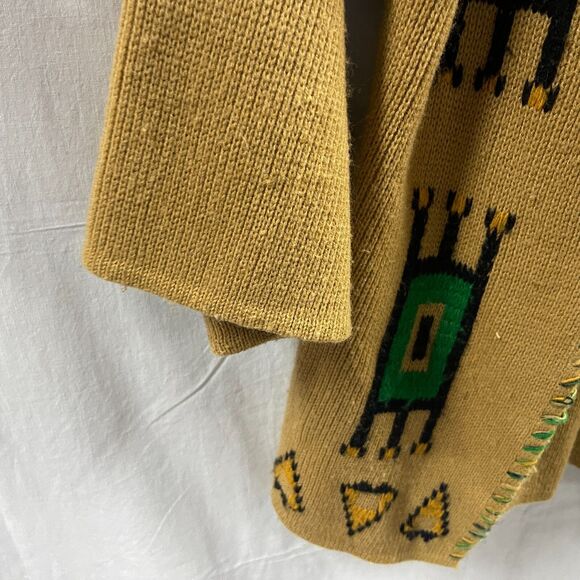 The Broadway 1950s Sweater Western Print Size Small ¾ Sleeve Brown - Picture 7 of 8